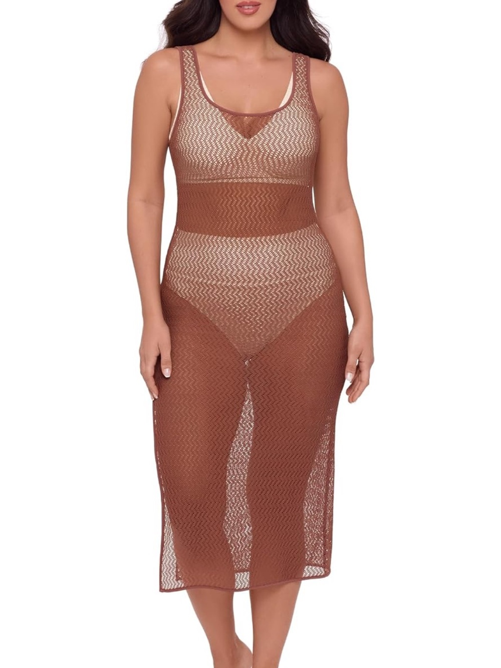 S3 Swim Crochet Dress With Leg Opening, Latte XL. 2376/bb6-1